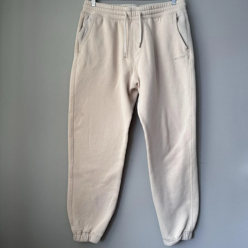 Hollister‎ Mens Large Beige Tan Relaxed Jogger Sweatpants Neutral Elastic Waist